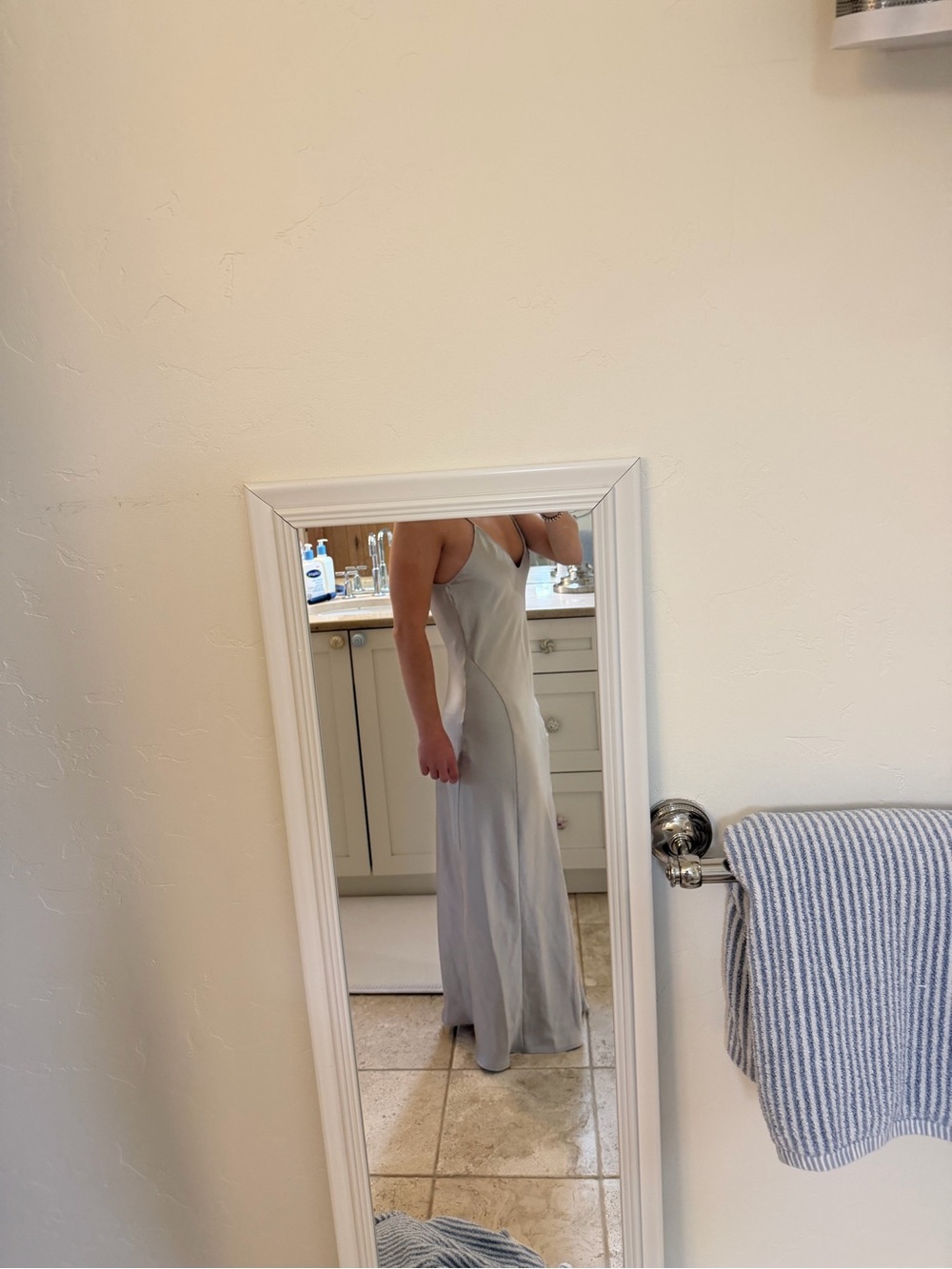Zara Silver Satin Maxi Slip Dress - Picture 7 of 8